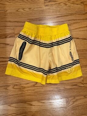 Yellow Striped Athletic Mesh Shorts for Kids